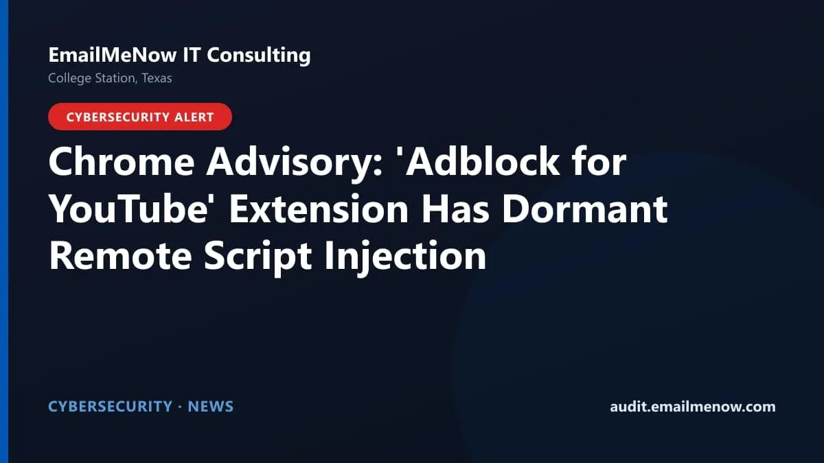 Chrome browser extension security warning about Adblock for YouTube remote script injection