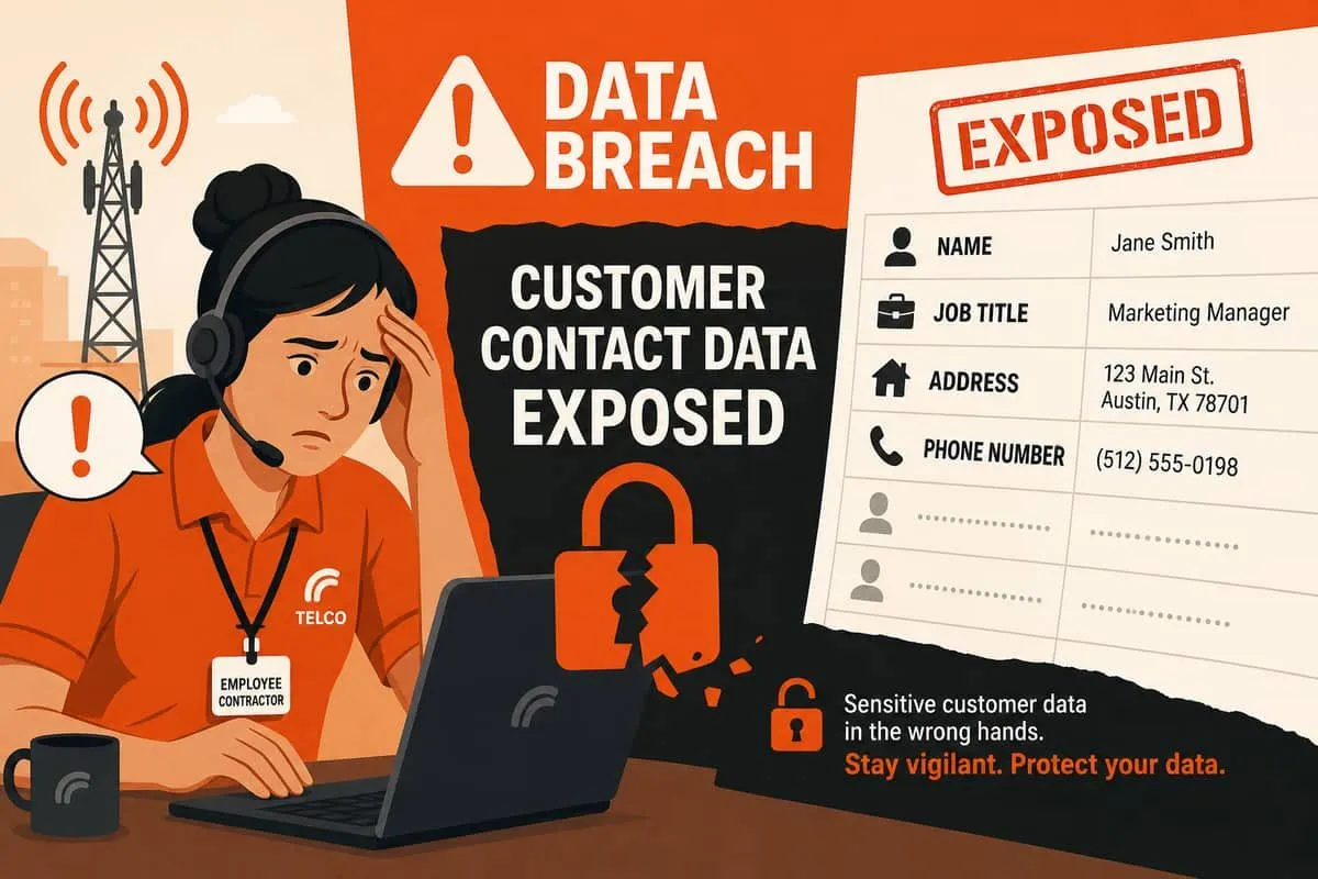 Illustration: telecom employee contractor and customer contact data exposed in breach