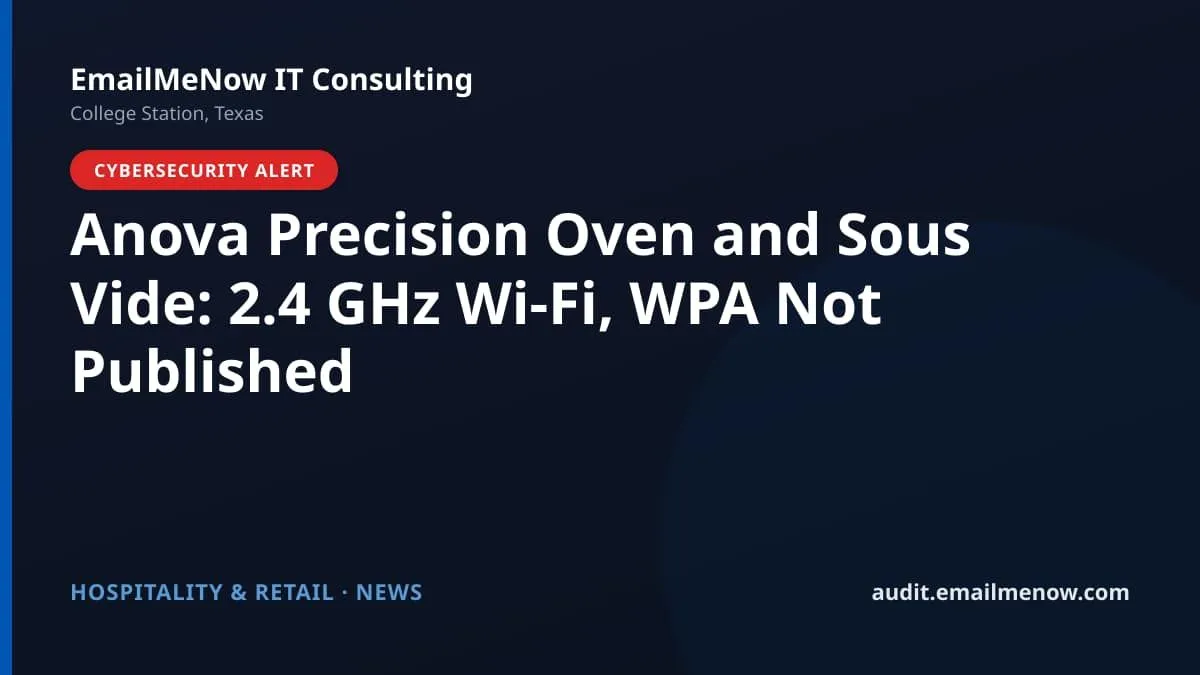 Anova Precision Oven Wi-Fi security