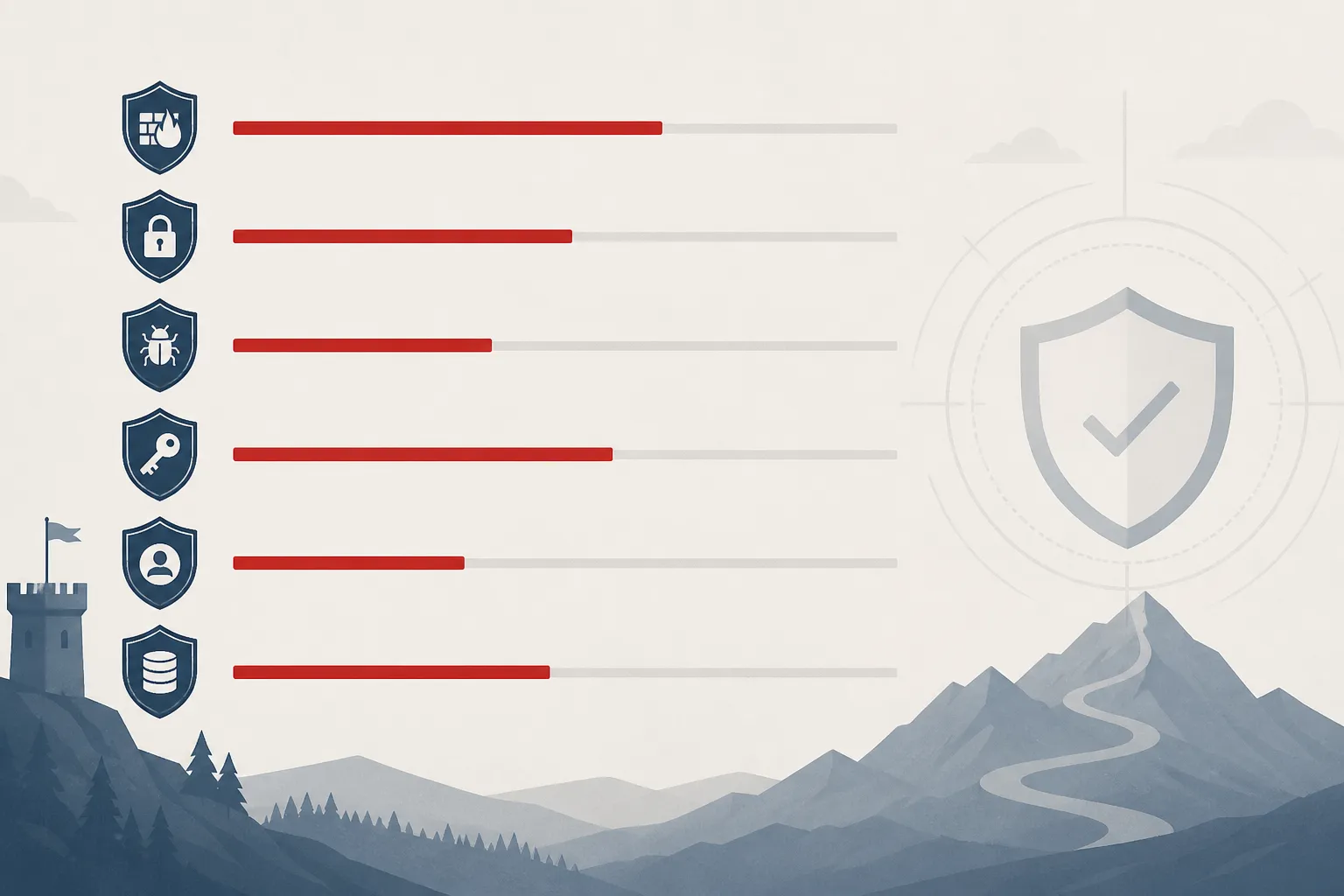Domain security scoreboard cards versus a 100 percent ideal