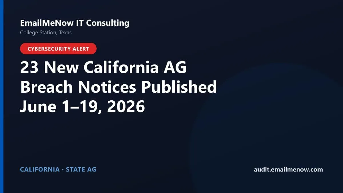 California Attorney General data breach notices for June 2026