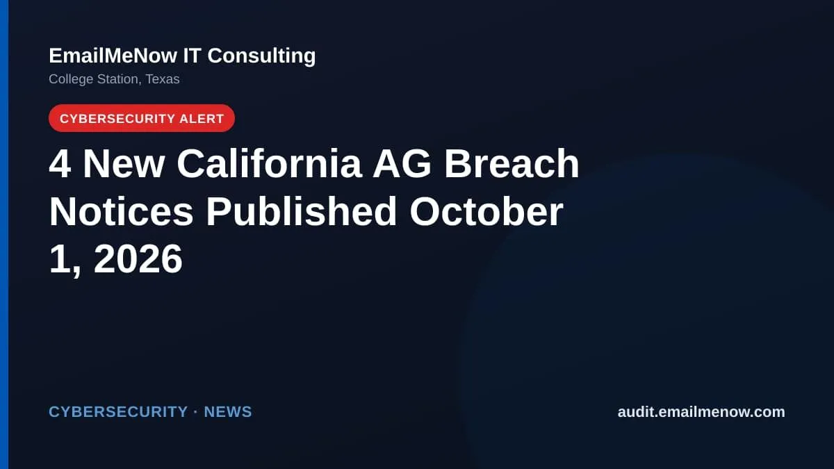 California Attorney General data breach notices for October 1, 2026