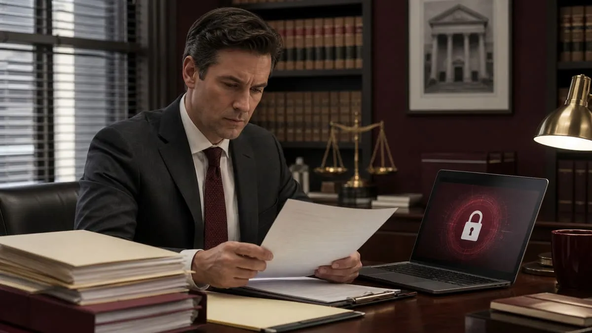 Illustration: law firm attorney reviewing California AG data breach notification letter
