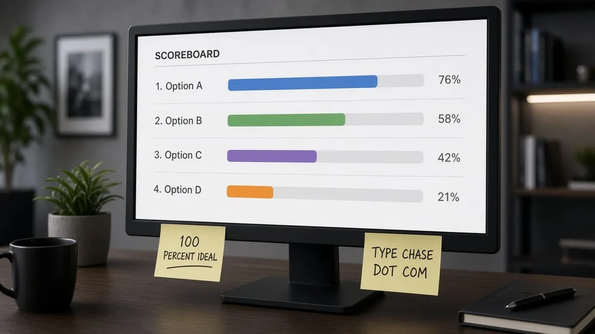 Domain audit scoreboard versus the 100 percent ideal