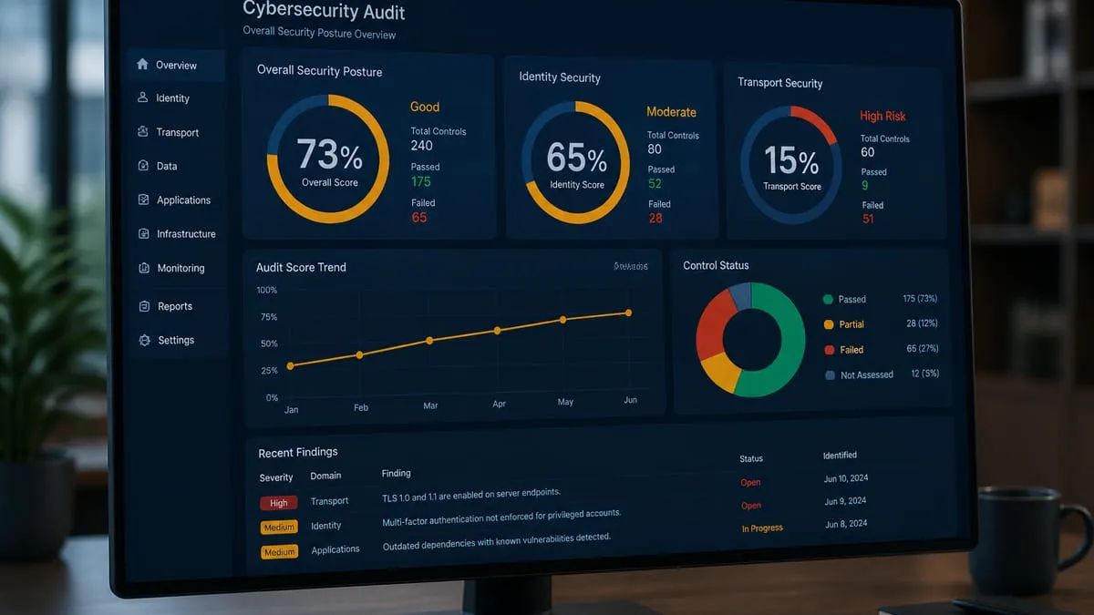 Illustration: earthboundtrading.com audit with transport security gap