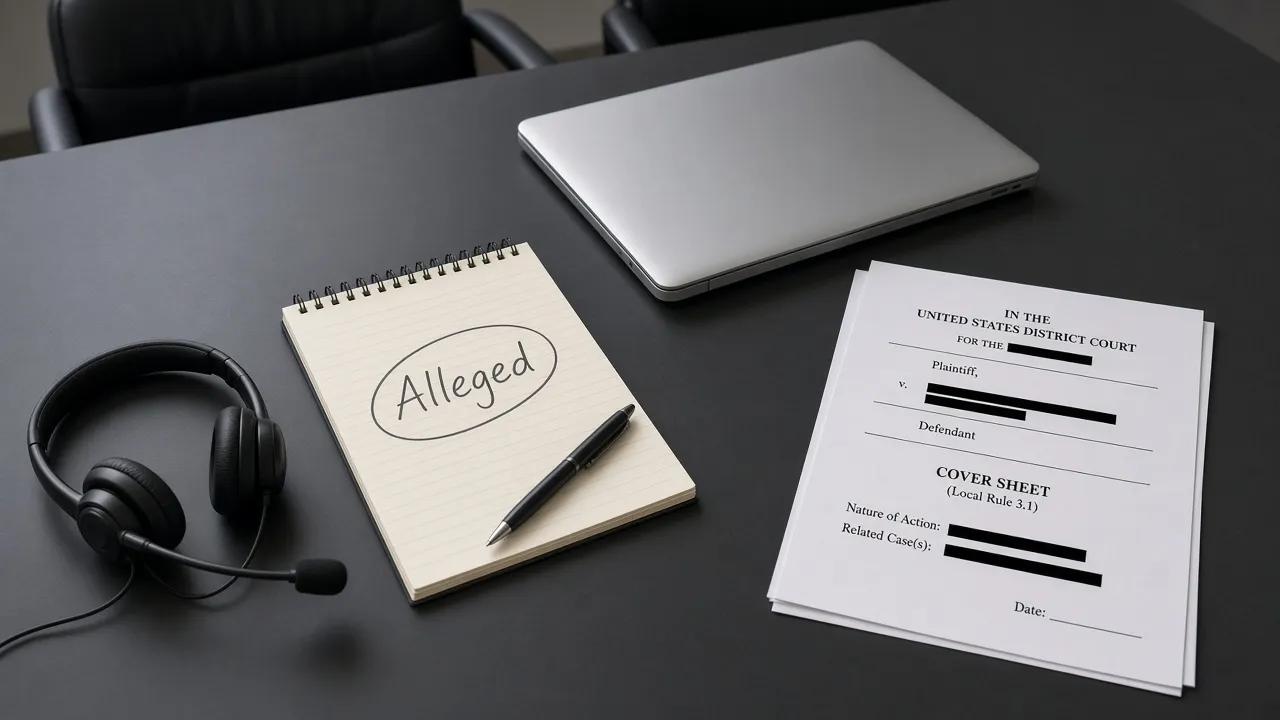 Incident-response table with a headset and a redacted sealed cover sheet