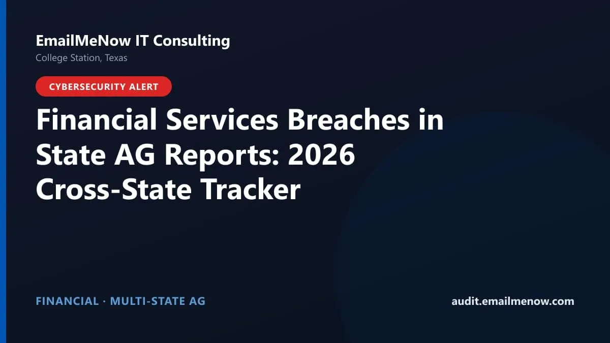 Financial services data breach tracker across Texas and Washington state AG portals in 2026