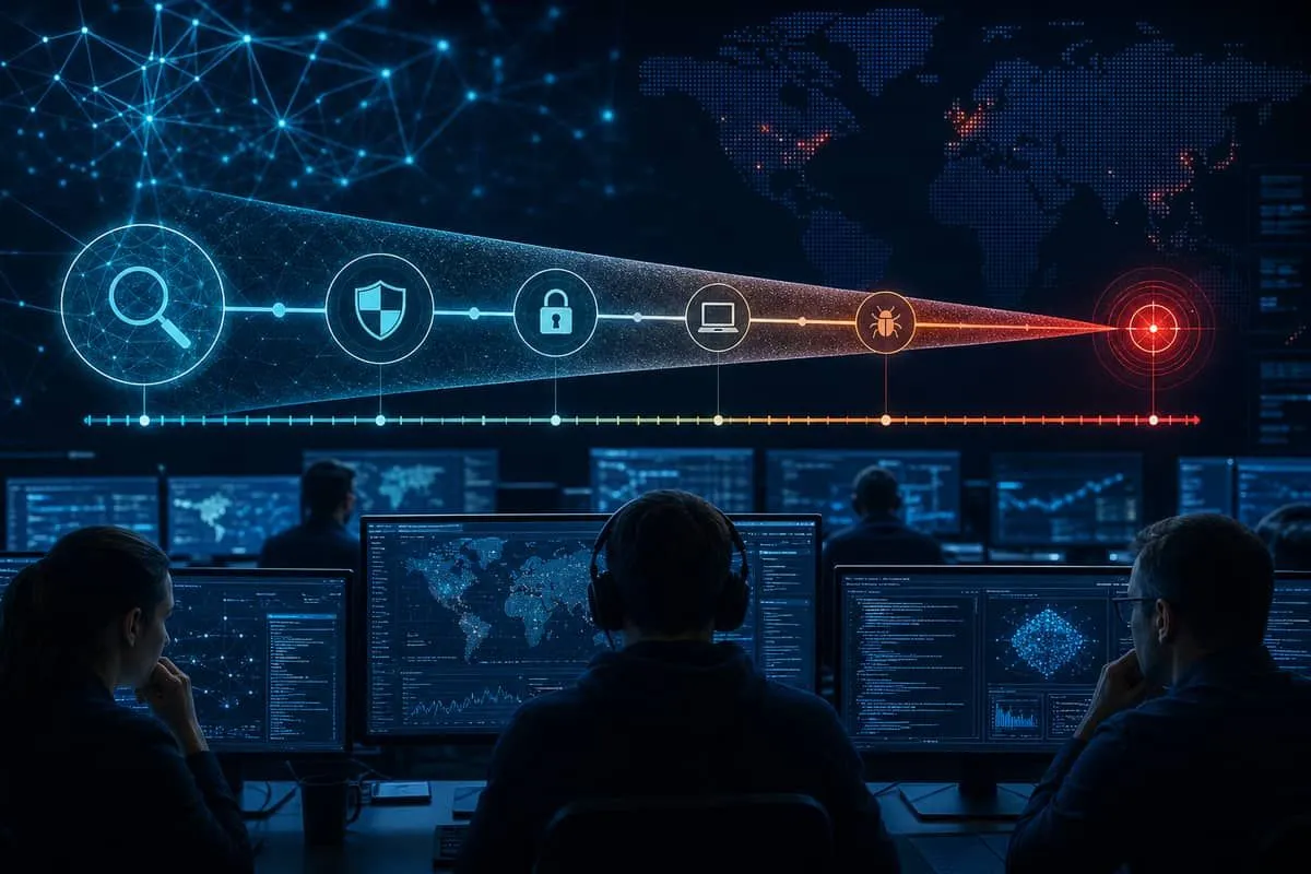 Illustration: security operations center showing shrinking time between vulnerability discovery and exploitation