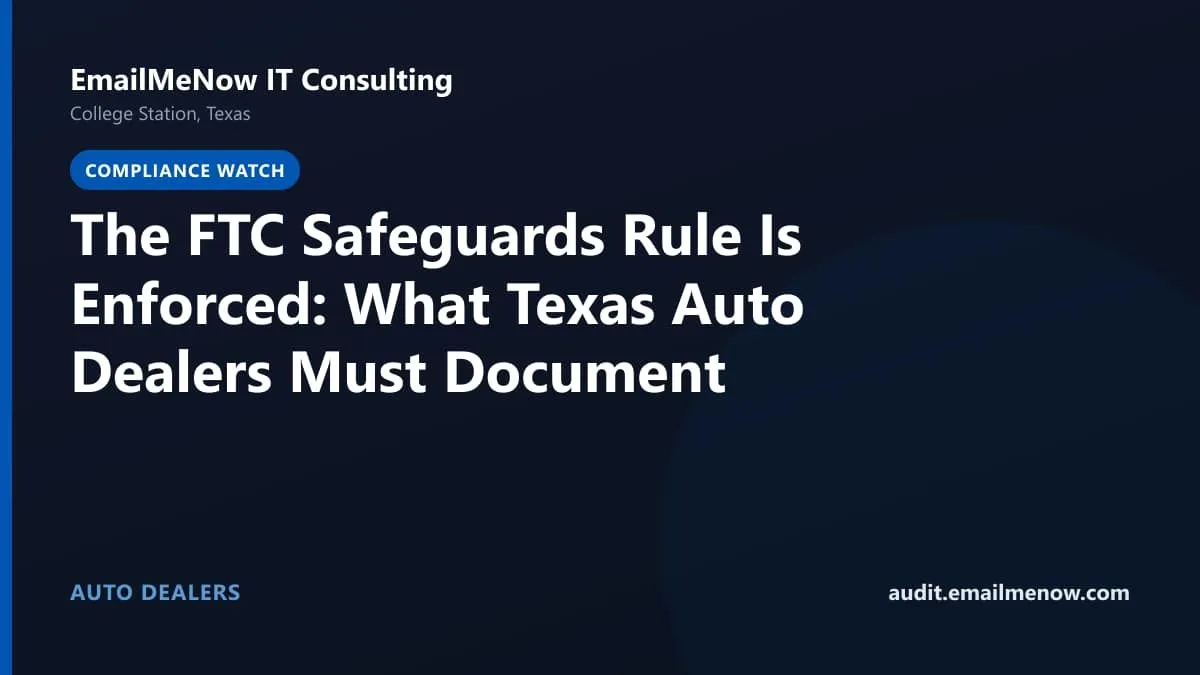 Illustration of FTC Safeguards Rule compliance for Texas auto dealerships