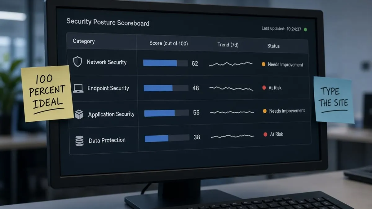 Domain audit scoreboard versus the 100 percent ideal