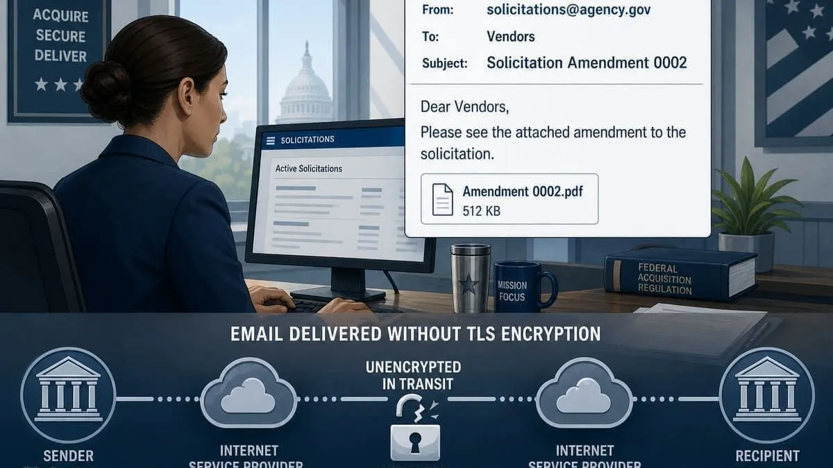 Illustration: solicitation amendment exposed on an unencrypted path
