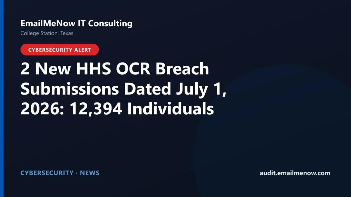 HHS OCR HIPAA breach submissions for July 1, 2026