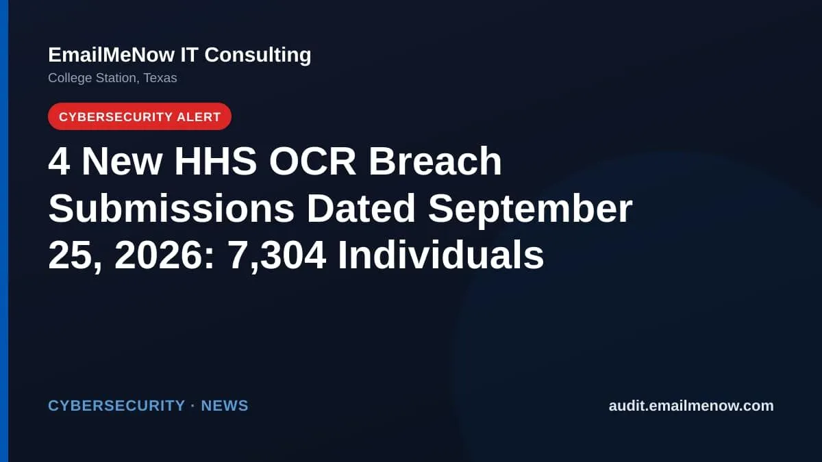HHS OCR HIPAA breach submissions for September 25, 2026