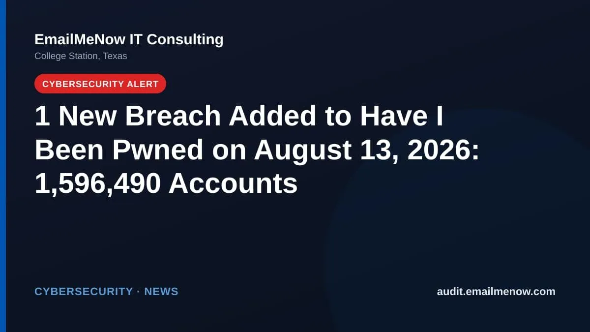 Have I Been Pwned breach roundup for August 13, 2026