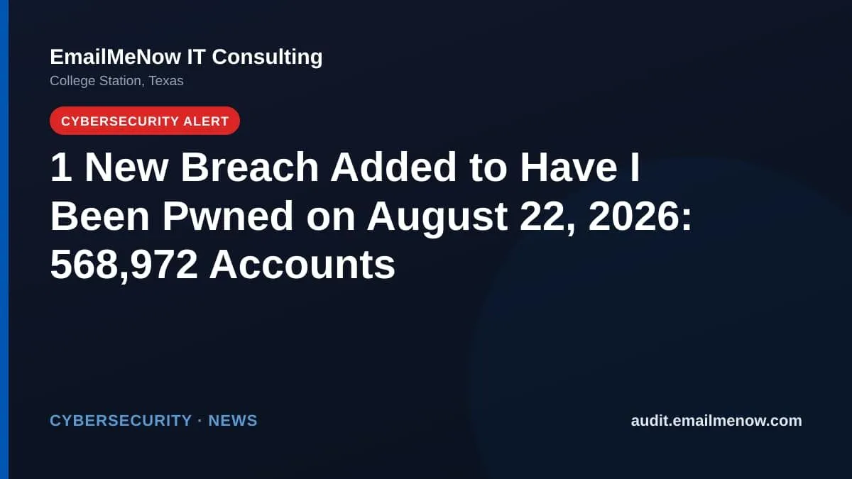 Have I Been Pwned breach roundup for August 22, 2026