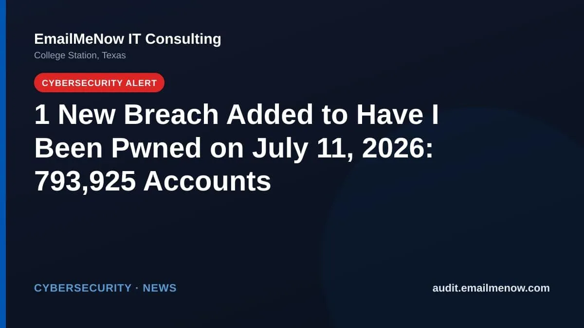 Have I Been Pwned breach roundup for July 11, 2026