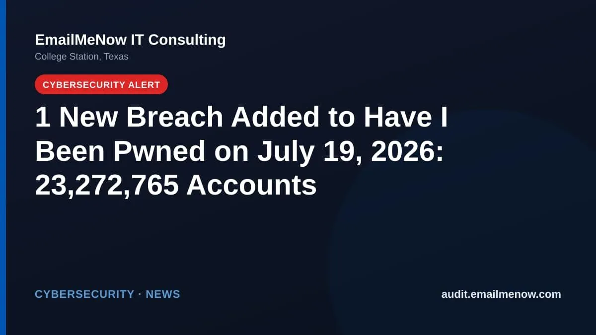 Have I Been Pwned breach roundup for July 19, 2026