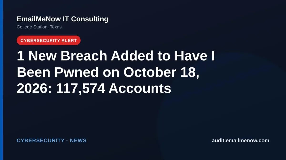 Have I Been Pwned breach roundup for October 18, 2026