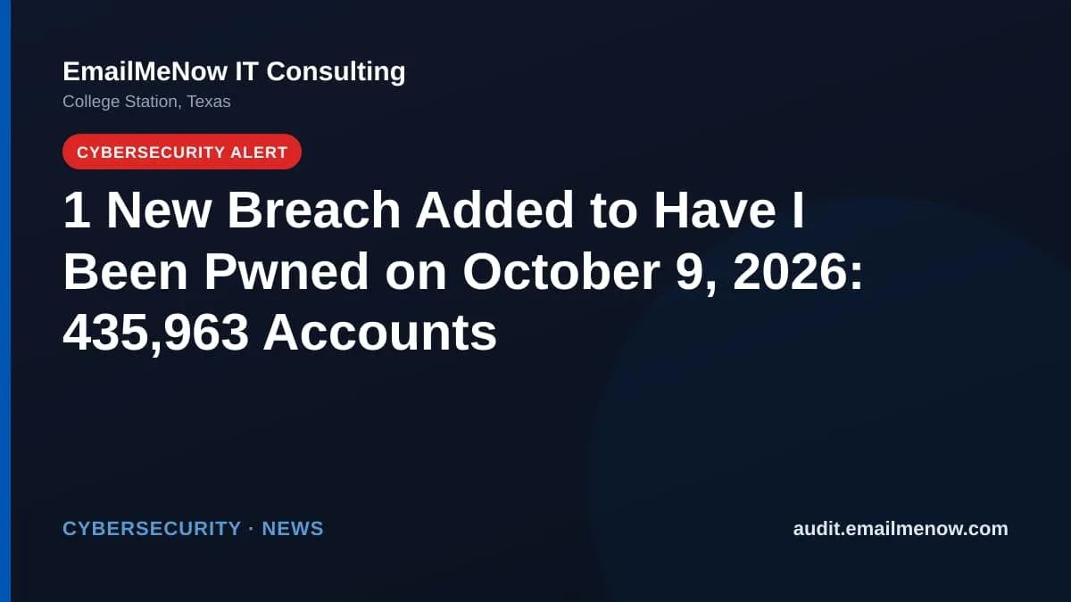 Have I Been Pwned breach roundup for October 9, 2026