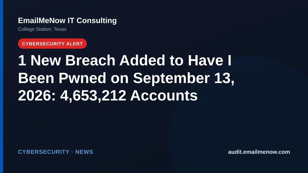 Have I Been Pwned breach roundup for September 13, 2026
