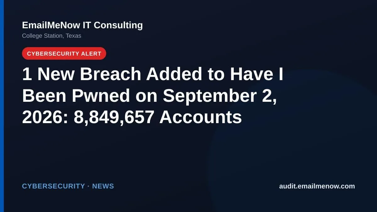 Have I Been Pwned breach roundup for September 2, 2026
