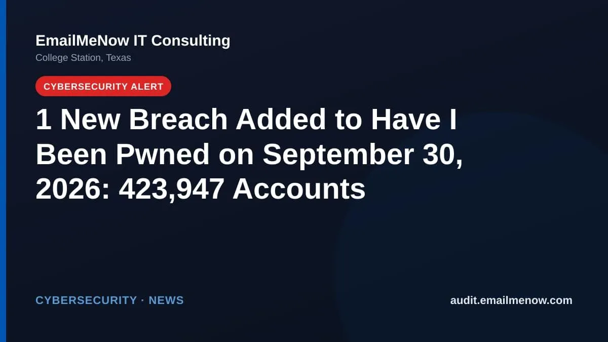 Have I Been Pwned breach roundup for September 30, 2026