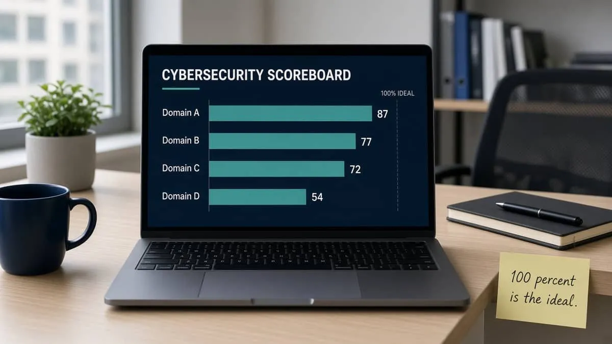 Domain audit scoreboard versus the 100 percent ideal