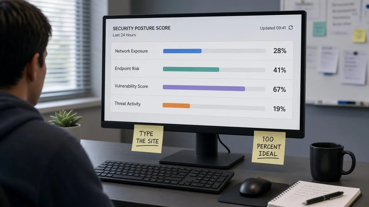 Domain audit scoreboard versus the 100 percent ideal