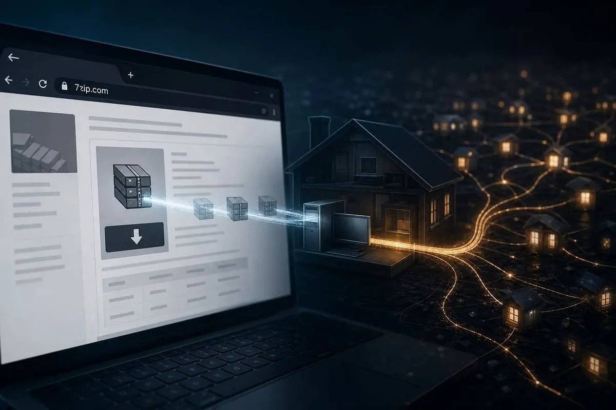 Lookalike archive-tool download lure turning a home PC into a residential proxy node