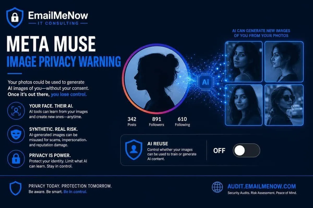 Meta Muse Image Instagram AI likeness privacy warning illustration