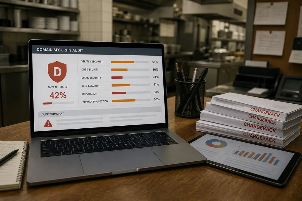 Domain audit scoreboard versus the 100 percent ideal