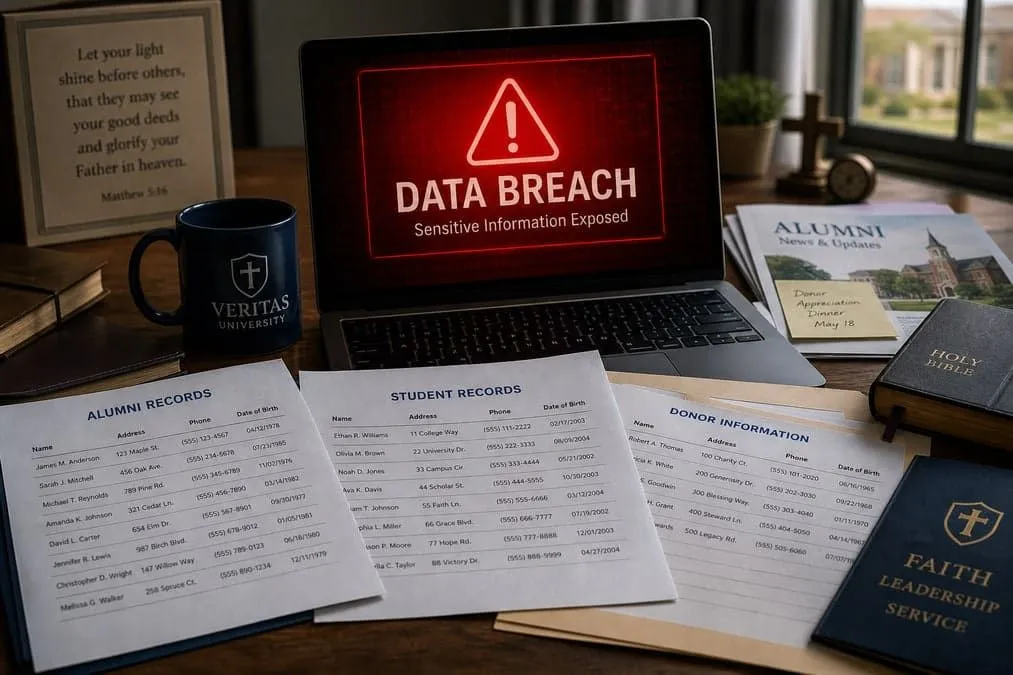 Illustration: university donor alumni and student personal data exposed in ShinyHunters leak