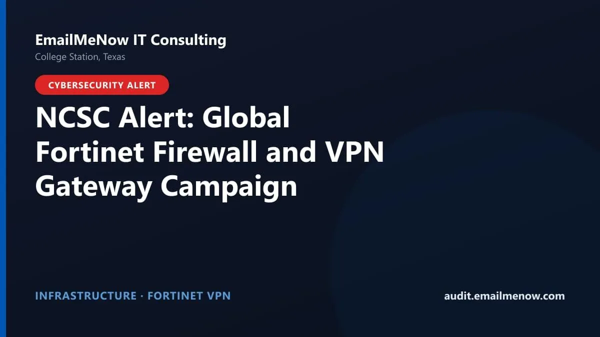 Cybersecurity alert about Fortinet firewall and VPN gateway targeting