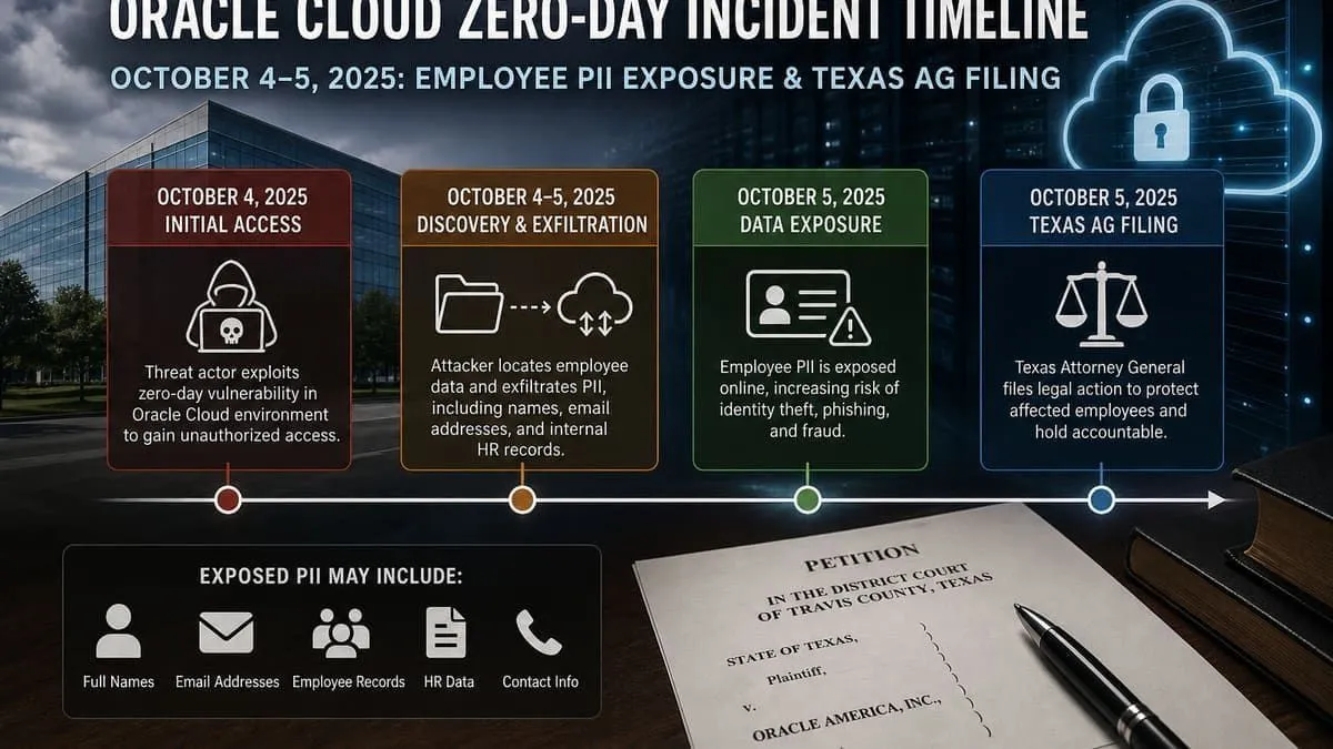 Oracle zero-day timeline with Texas AG employee notice