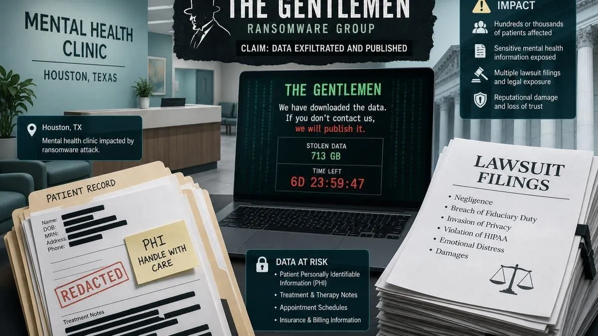 PsychPlus Houston mental health provider facing Gentlemen ransomware claim lawsuits
