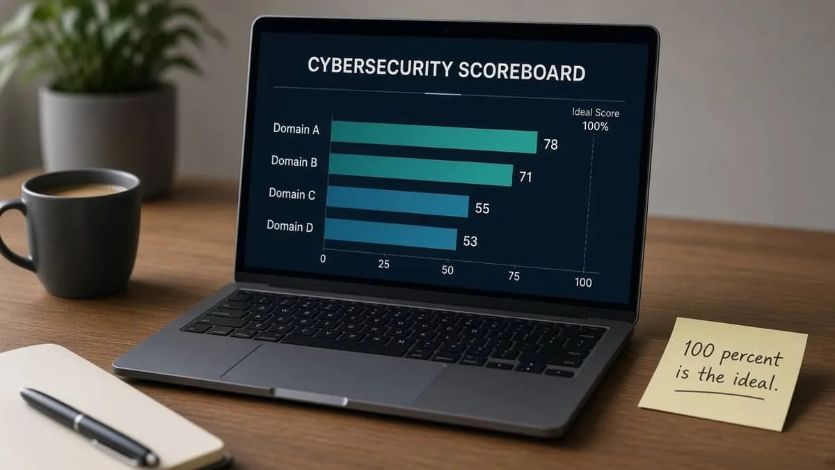 Domain audit scoreboard versus the 100 percent ideal