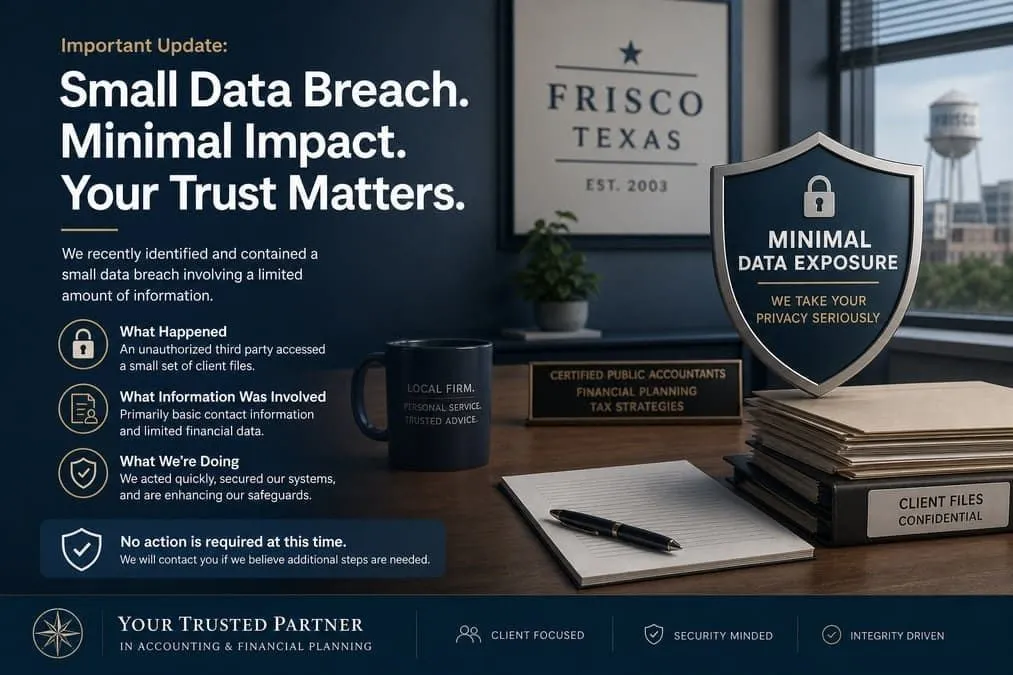 RealLedgers Financial Frisco Texas CPA firm data breach report