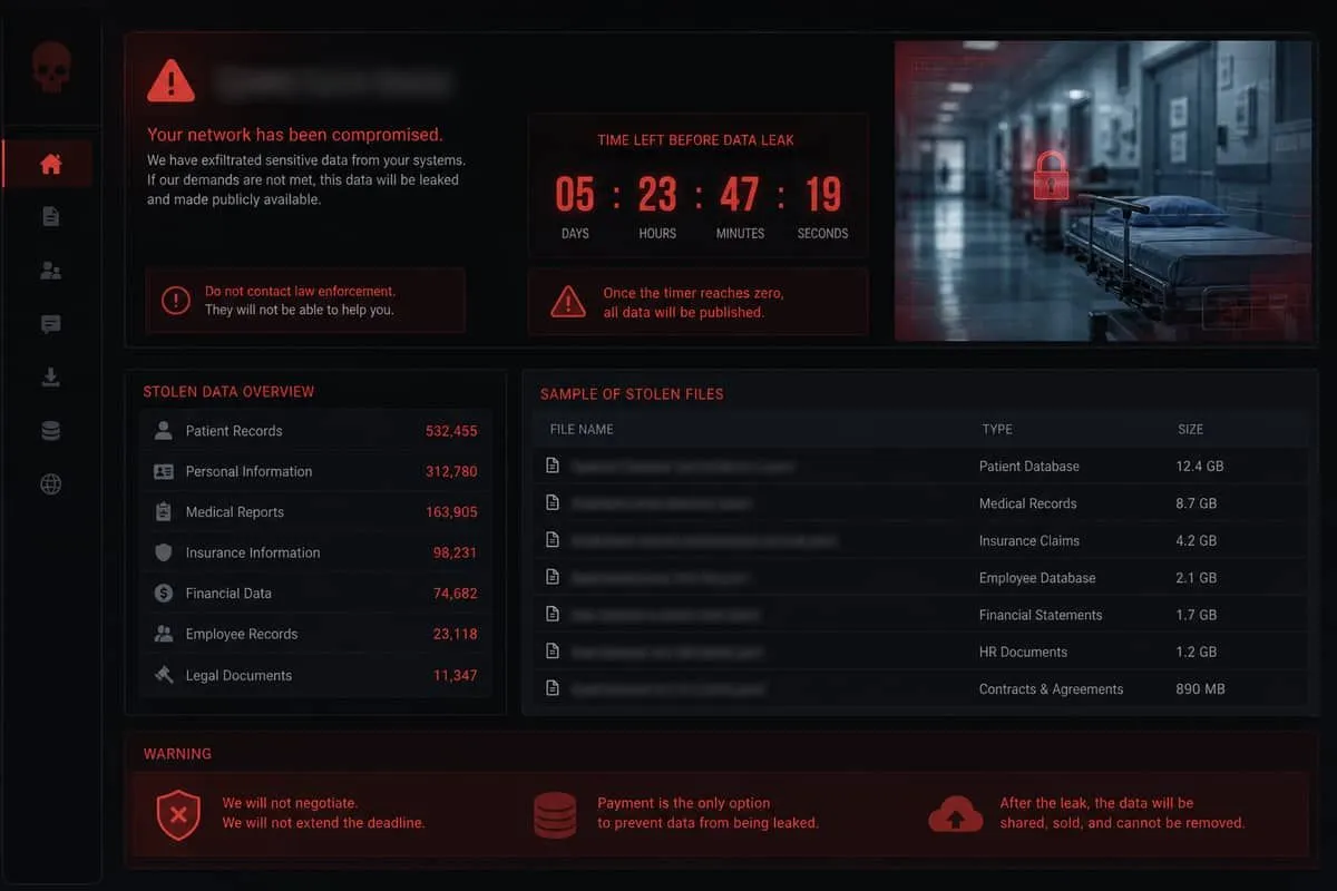 Illustration: The Gentlemen ransomware leak-site extortion threat against San Antonio healthcare clinics