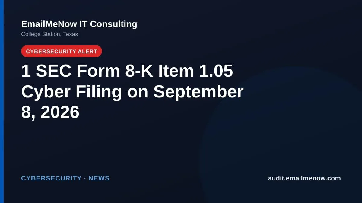 SEC Form 8-K cybersecurity disclosures for September 8, 2026