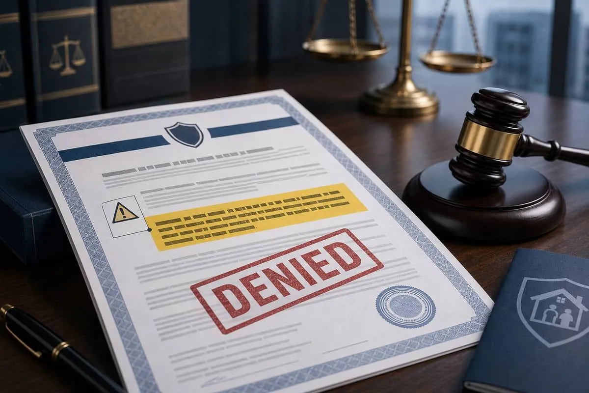 Illustration: commercial crime bond policy riders and email fraud exclusion language highlighted on a legal desk