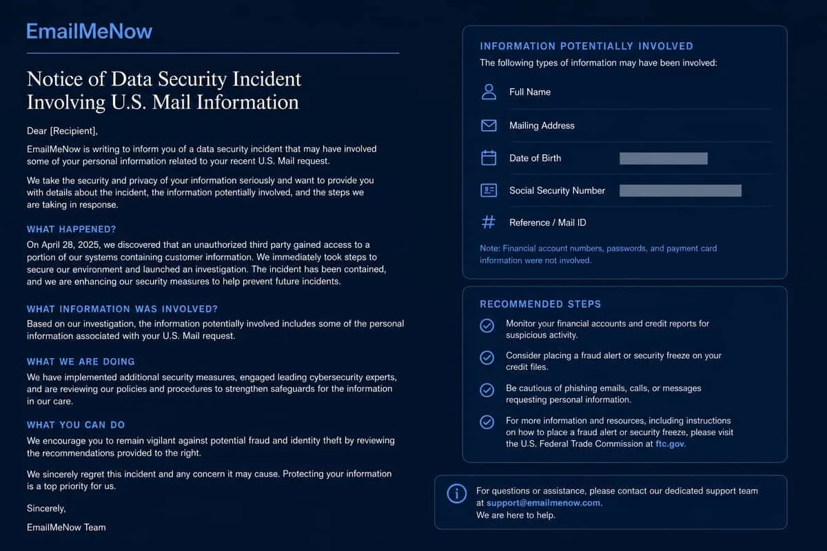 Illustration: Dallas private university breach notice highlighting SSN and date-of-birth exposure