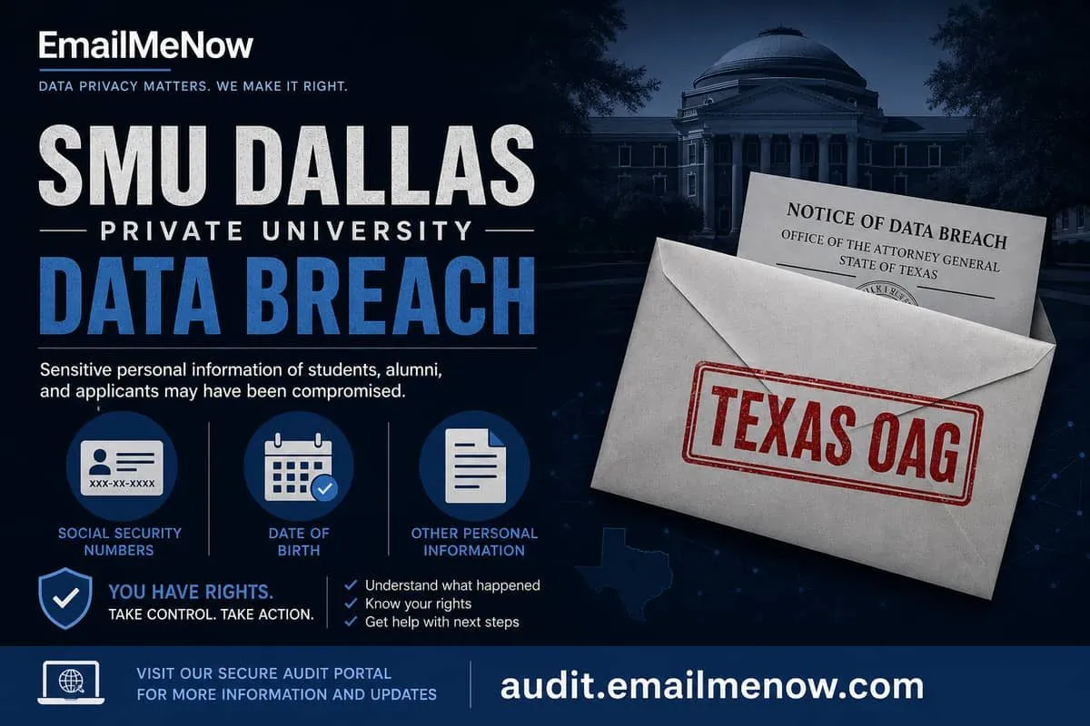 Southern Methodist University Dallas data breach cybersecurity illustration