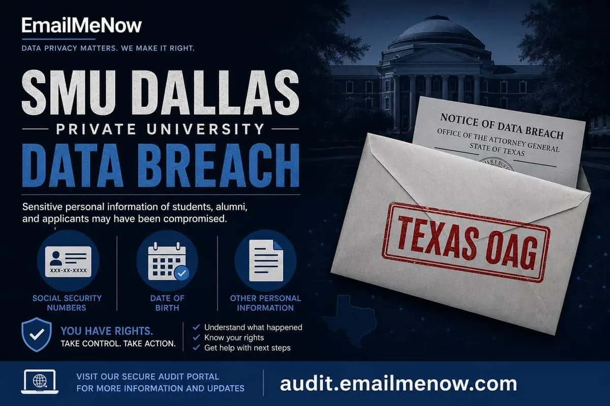 Southern Methodist University Dallas data breach cybersecurity illustration
