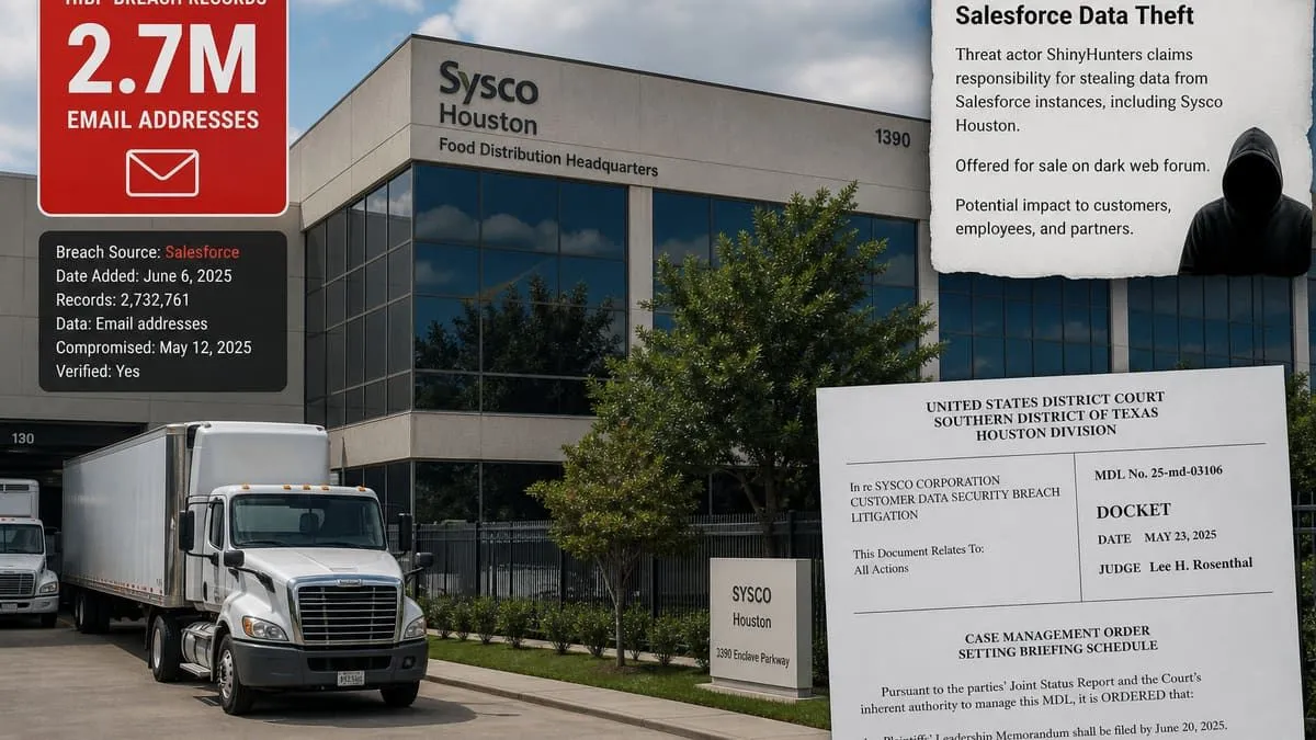 Sysco HIBP listing and S.D. Tex class action filings