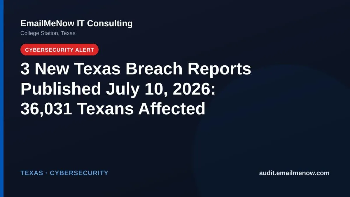 Texas data breach report roundup for July 10, 2026