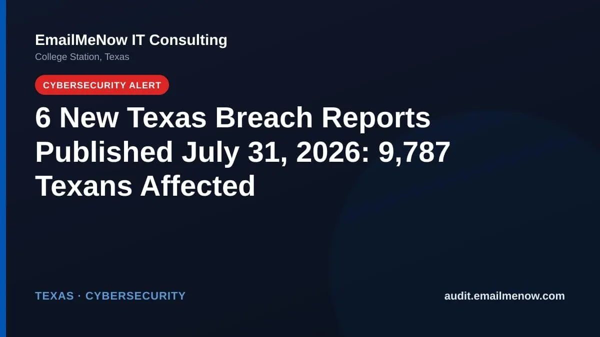 Texas data breach report roundup for July 31, 2026