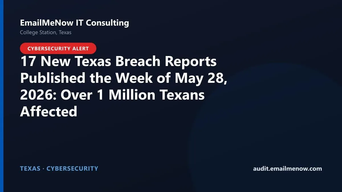 Texas data breach report roundup for the week of May 28, 2026