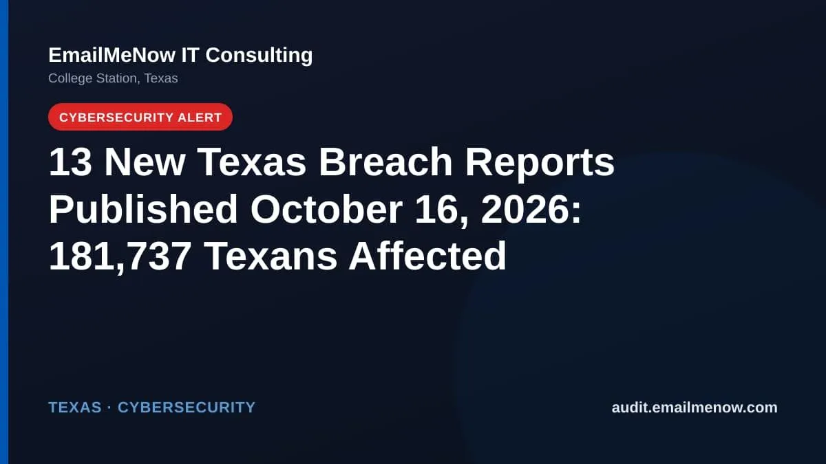 Texas data breach report roundup for October 16, 2026