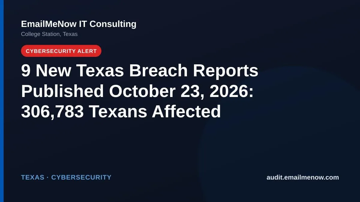 Texas data breach report roundup for October 23, 2026