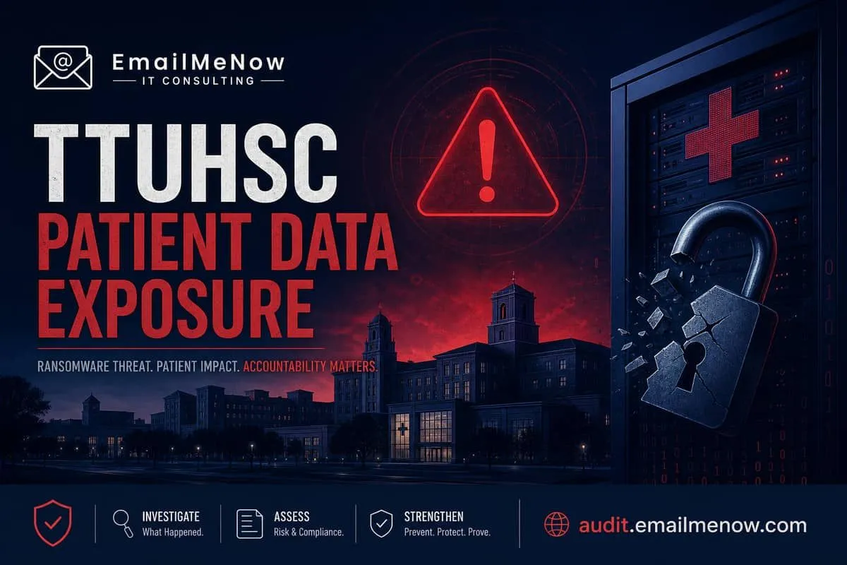 Texas Tech University Health Sciences Center patient data breach cybersecurity illustration